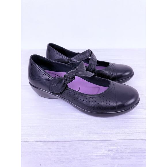 Dansko Diedra Black Leather Mary Jane Shoes Womens US 8.5-9 Hook & Loop Comfort - Picture 1 of 13
